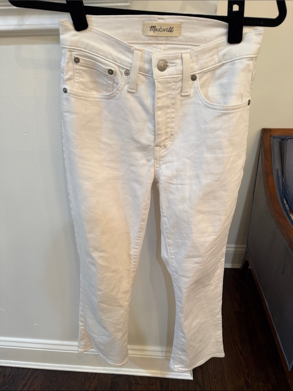 Madewell White Cali Demi Boot Leg Jeans